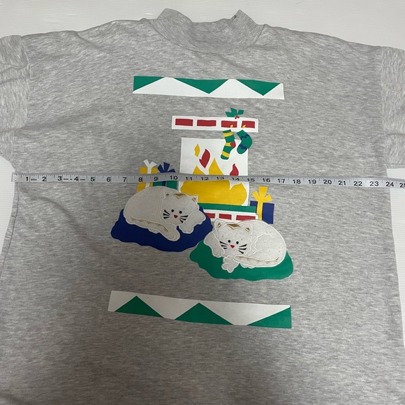 VTG 90s Silvercord Sweatshirt Nightgown Novelty Cat Print Christmas Scene Size M - Picture 6 of 6